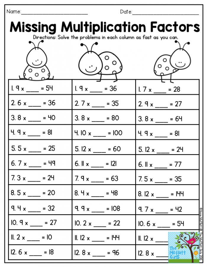30 Multiplication Sheets 3Rd Grade