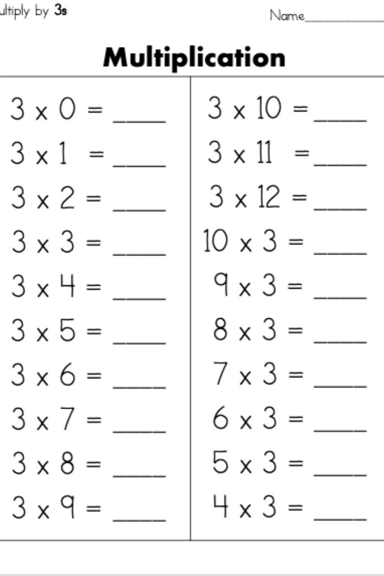 30 Multiplication Sheets 3Rd Grade