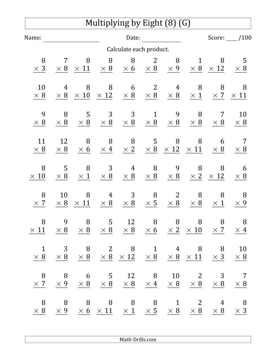 30 Multiplication Sheets 3Rd Grade