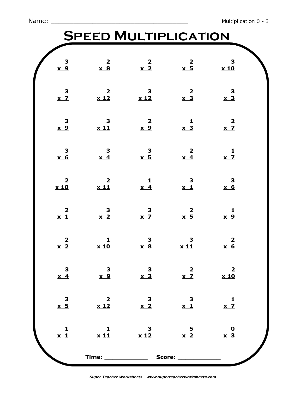 30 Multiplication Sheets 3Rd Grade
